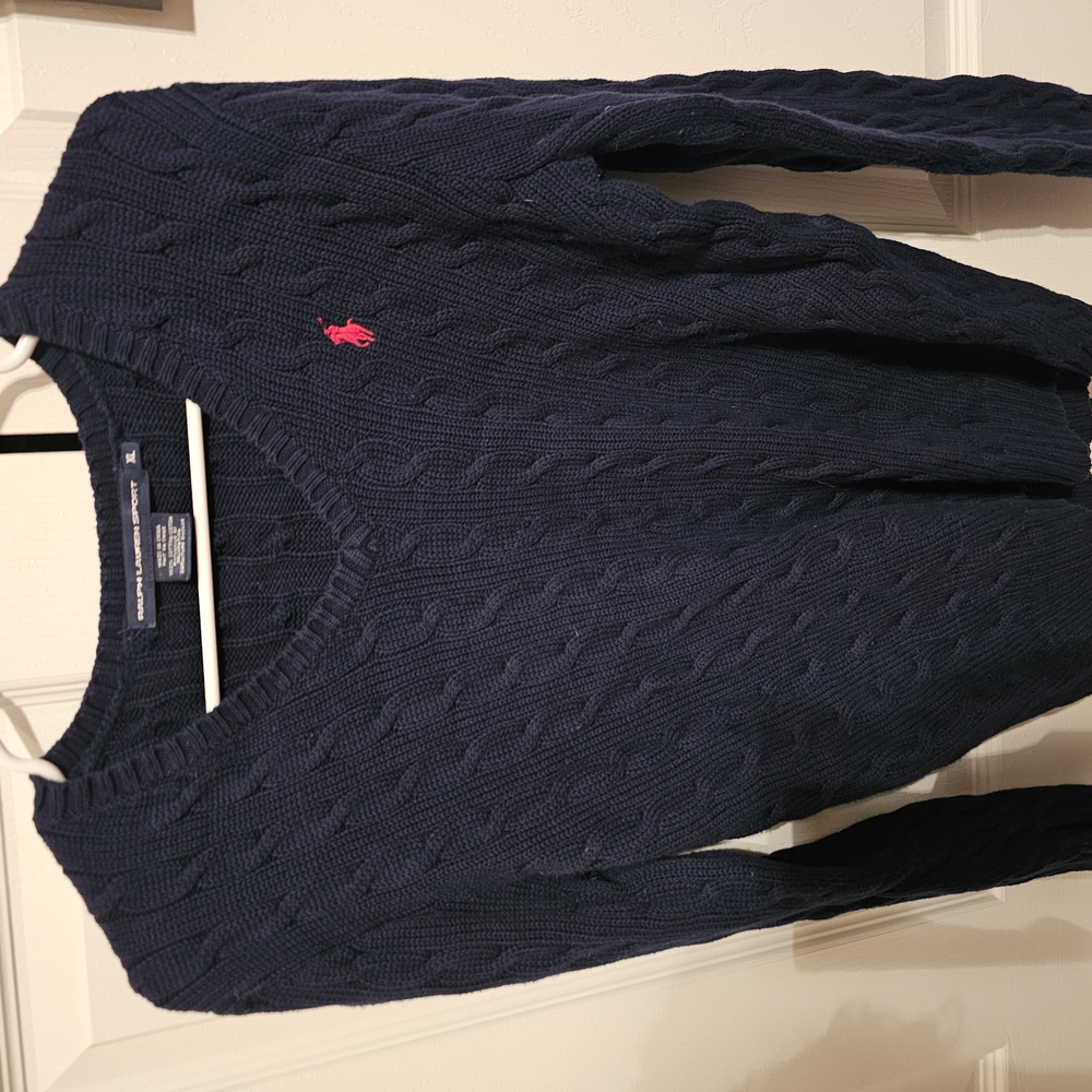 Womens Ralph Lauren Navy Cable Knit Sweater